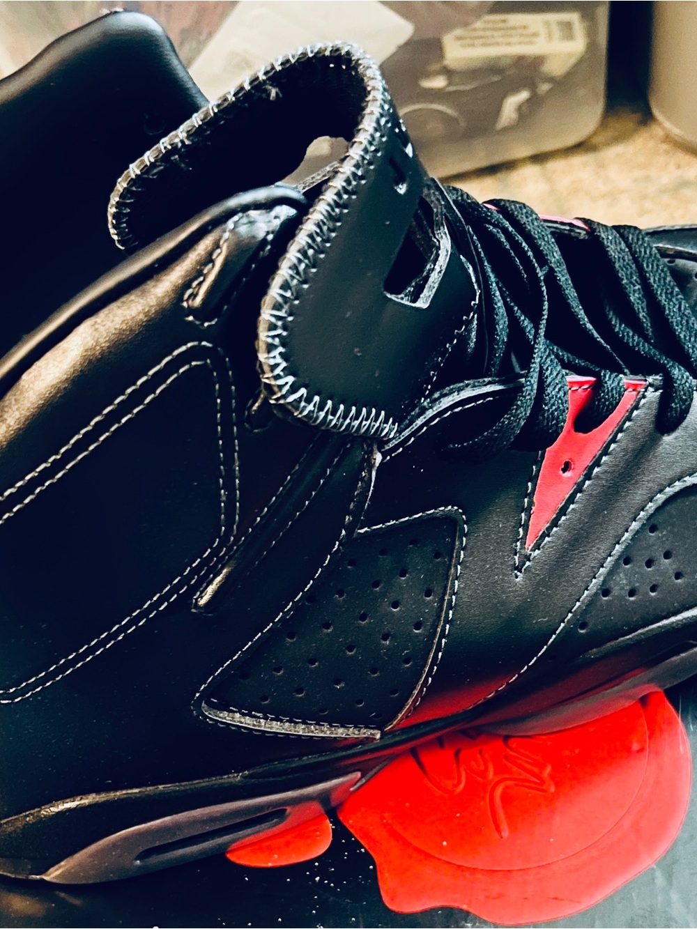 Jordan Black and Red High-Top Sneakers